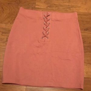 NWOT Forever 21 pink lace up mini skirt size small